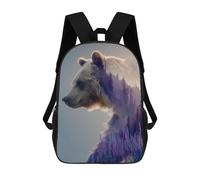 sinyumoney 3D Printed 17inch Kids Backpacks Nature's Majesty Bear, Mountains, Flowers Children School Bag Travel Rucksacks Fashion Book Bags Large Capacity Backpack