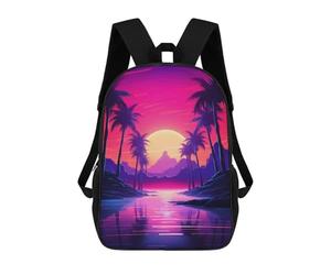 sinyumoney 3D Printed 17inch Kids Backpacks Neon Beachfront Symphony Children School Bag Travel Rucksacks Fashion Book Bags Large Capacity Backpack