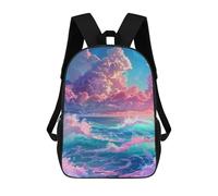 sinyumoney 3D Printed 17inch Kids Backpacks Pastel Ocean Waves Children School Bag Travel Rucksacks Fashion Book Bags Large Capacity Backpack