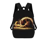 sinyumoney 3D Printed 17inch Kids Backpacks Rabbit Fox Cuddle Children School Bag Travel Rucksacks Fashion Book Bags Large Capacity Backpack