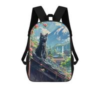 sinyumoney 3D Printed 17inch Kids Backpacks Scenery Cat at Fuji Mount Children School Bag Travel Rucksacks Fashion Book Bags Large Capacity Backpack