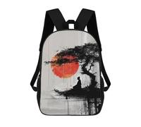 sinyumoney 3D Printed 17inch Kids Backpacks Serene Zen Sunset Scene Children School Bag Travel Rucksacks Fashion Book Bags Large Capacity Backpack