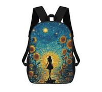 sinyumoney 3D Printed 17inch Kids Backpacks Starry Night Sunflower Pathway -1 Children School Bag Travel Rucksacks Fashion Book Bags Large Capacity Backpack