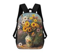 sinyumoney 3D Printed 17inch Kids Backpacks Sunflower Bouquet in Decorative Vase Children School Bag Travel Rucksacks Fashion Book Bags Large Capacity Backpack
