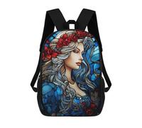 sinyumoney 3D Printed 17inch Kids Backpacks The Lady in Blue Children School Bag Travel Rucksacks Fashion Book Bags Large Capacity Backpack