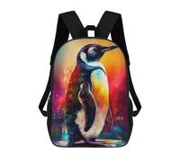 sinyumoney 3D Printed 17inch Kids Backpacks The Sociable Penguins Children School Bag Travel Rucksacks Fashion Book Bags Large Capacity Backpack