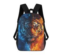 sinyumoney 3D Printed 17inch Kids Backpacks Tiger Fire And Ice Art Print-1 Children School Bag Travel Rucksacks Fashion Book Bags Large Capacity Backpack