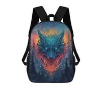 sinyumoney 3D Printed 17inch Kids Backpacks Wolf Spirit Forest Art Print Children School Bag Travel Rucksacks Fashion Book Bags Large Capacity Backpack