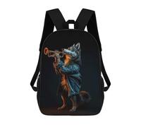 sinyumoney 3D Printed 17inch Kids Backpacks Wolf Trumpet Children School Bag Travel Rucksacks Fashion Book Bags Large Capacity Backpack
