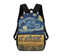 sinyumoney 3D Printed 17inch Kids Backpacks Zebras Under A Starry Night Sky Children School Bag Travel Rucksacks Fashion Book Bags Large Capacity Backpack