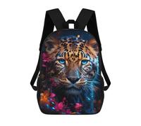 sinyumoney 3D Printed 17inch Leopard with Blue Eyes -4 Children's School Bags Rucksacks High Capacity Travel Kids School Bag Fashion Book Bags Boy Girl Back Pack