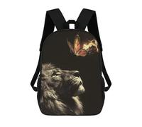 sinyumoney 3D Printed 17inch Lion Burning Butterfly Children's School Bags Rucksacks High Capacity Travel Kids School Bag Fashion Book Bags Boy Girl Back Pack
