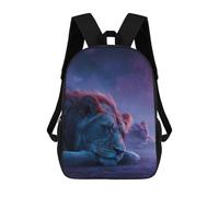 sinyumoney 3D Printed 17inch Lion Couple Under Starry Sky Children's School Bags Rucksacks High Capacity Travel Kids School Bag Fashion Book Bags Boy Girl Back Pack