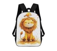 sinyumoney 3D Printed 17inch Lion with Bird on Head Children's School Bags Rucksacks High Capacity Travel Kids School Bag Fashion Book Bags Boy Girl Back Pack