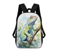 sinyumoney 3D Printed 17inch Lizard Watercolor Children's School Bags Rucksacks High Capacity Travel Kids School Bag Fashion Book Bags Boy Girl Back Pack