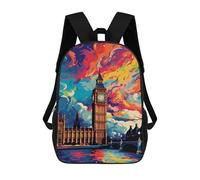 sinyumoney 3D Printed 17inch London Skyline with Big Ben -3 Children's School Bags Rucksacks High Capacity Travel Kids School Bag Fashion Book Bags Boy Girl Back Pack