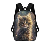 sinyumoney 3D Printed 17inch Magical Glittering Kitten Children's School Bags Rucksacks High Capacity Travel Kids School Bag Fashion Book Bags Boy Girl Back Pack
