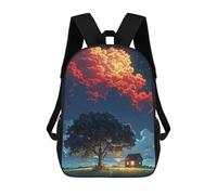 sinyumoney 3D Printed 17inch Magical Night Sky with Tree And Cabin Children's School Bags Rucksacks High Capacity Travel Kids School Bag Fashion Book Bags Boy Girl Back Pack