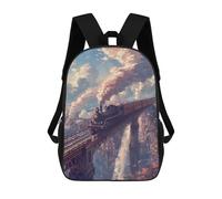 sinyumoney 3D Printed 17inch Magical Sky Train Adventure -1 Children's School Bags Rucksacks High Capacity Travel Kids School Bag Fashion Book Bags Boy Girl Back Pack