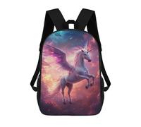 sinyumoney 3D Printed 17inch Magical Unicorn Fantasy Artwork Children's School Bags Rucksacks High Capacity Travel Kids School Bag Fashion Book Bags Boy Girl Back Pack