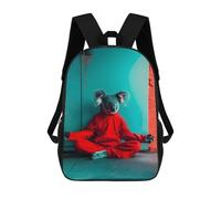 sinyumoney 3D Printed 17inch Meditating Koala Children's School Bags Rucksacks High Capacity Travel Kids School Bag Fashion Book Bags Boy Girl Back Pack