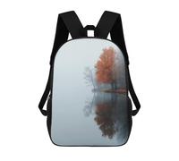 sinyumoney 3D Printed 17inch Misty Autumn Lake Children's School Bags Rucksacks High Capacity Travel Kids School Bag Fashion Book Bags Boy Girl Back Pack