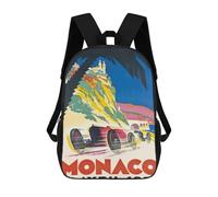sinyumoney 3D Printed 17inch Monaco Grand Prix 1933 Children's School Bags Rucksacks High Capacity Travel Kids School Bag Fashion Book Bags Boy Girl Back Pack