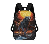 sinyumoney 3D Printed 17inch Moonlit Wolf Roar Children's School Bags Rucksacks High Capacity Travel Kids School Bag Fashion Book Bags Boy Girl Back Pack