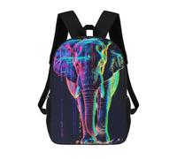 sinyumoney 3D Printed 17inch Neon Glitch Elephant Children's School Bags Rucksacks High Capacity Travel Kids School Bag Fashion Book Bags Boy Girl Back Pack