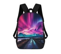 sinyumoney 3D Printed 17inch Northern Light on Mountain Children's School Bags Rucksacks High Capacity Travel Kids School Bag Fashion Book Bags Boy Girl Back Pack