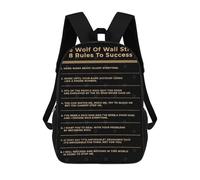 sinyumoney 3D Printed 17inch Outdoor Casual Daypack Cute Travel Kids School Backpack 6 Rules To Success Fashion Casual Children Bags for Boys Elementary School