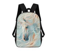 sinyumoney 3D Printed 17inch Outdoor Casual Daypack Cute Travel Kids School Backpack Abstract Horse Art Print Fashion Casual Children Bags for Boys Elementary School
