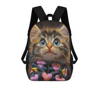 sinyumoney 3D Printed 17inch Outdoor Casual Daypack Cute Travel Kids School Backpack Adorable Kitten in Heart Jumpsuit Fashion Casual Children Bags for Boys Elementary School