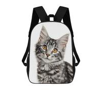 sinyumoney 3D Printed 17inch Outdoor Casual Daypack Cute Travel Kids School Backpack Adorable Tabby Kitten Close-Up Fashion Casual Children Bags for Boys Elementary School