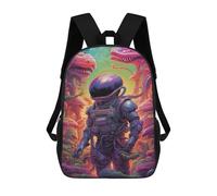 sinyumoney 3D Printed 17inch Outdoor Casual Daypack Cute Travel Kids School Backpack Alien Space Adventure Fashion Casual Children Bags for Boys Elementary School