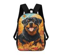 sinyumoney 3D Printed 17inch Outdoor Casual Daypack Cute Travel Kids School Backpack Autumn Rottweiler Portrait-1 Fashion Casual Children Bags for Boys Elementary School