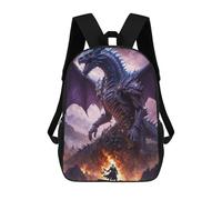 sinyumoney 3D Printed 17inch Outdoor Casual Daypack Cute Travel Kids School Backpack Battle Majestic Dragon Fashion Casual Children Bags for Boys Elementary School