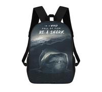 sinyumoney 3D Printed 17inch Outdoor Casual Daypack Cute Travel Kids School Backpack Be A Shark Fashion Casual Children Bags for Boys Elementary School