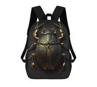 sinyumoney 3D Printed 17inch Outdoor Casual Daypack Cute Travel Kids School Backpack Black And Gold Beetle Fashion Casual Children Bags for Boys Elementary School