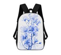 sinyumoney 3D Printed 17inch Outdoor Casual Daypack Cute Travel Kids School Backpack Blue Flower Cherry Blossom Fashion Casual Children Bags for Boys Elementary School