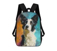 sinyumoney 3D Printed 17inch Outdoor Casual Daypack Cute Travel Kids School Backpack Border Collie Art Print Fashion Casual Children Bags for Boys Elementary School