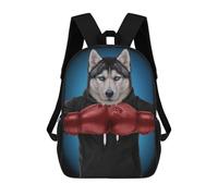 sinyumoney 3D Printed 17inch Outdoor Casual Daypack Cute Travel Kids School Backpack Boxer Siberian Husky Dog Fashion Casual Children Bags for Boys Elementary School