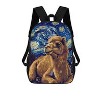 sinyumoney 3D Printed 17inch Outdoor Casual Daypack Cute Travel Kids School Backpack Camel in Starry Night Style Fashion Casual Children Bags for Boys Elementary School