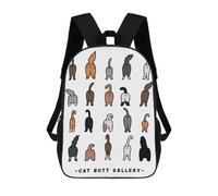 sinyumoney 3D Printed 17inch Outdoor Casual Daypack Cute Travel Kids School Backpack Cat Butt Funny Poster Fashion Casual Children Bags for Boys Elementary School