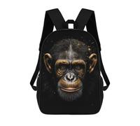 sinyumoney 3D Printed 17inch Outdoor Casual Daypack Cute Travel Kids School Backpack Chimpanzee Gold Dark Fashion Casual Children Bags for Boys Elementary School