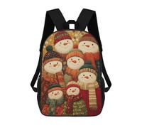 sinyumoney 3D Printed 17inch Outdoor Casual Daypack Cute Travel Kids School Backpack Christmas Snowman Family Fashion Casual Children Bags for Boys Elementary School