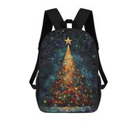 sinyumoney 3D Printed 17inch Outdoor Casual Daypack Cute Travel Kids School Backpack Christmas Tree with Star Fashion Casual Children Bags for Boys Elementary School