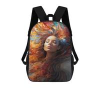 sinyumoney 3D Printed 17inch Outdoor Casual Daypack Cute Travel Kids School Backpack Colorful Abstract Woman Art Fashion Casual Children Bags for Boys Elementary School