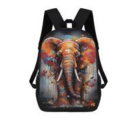 sinyumoney 3D Printed 17inch Outdoor Casual Daypack Cute Travel Kids School Backpack Colorful Elephant Painting Artwork-4 Fashion Casual Children Bags for Boys Elementary School