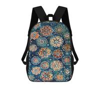 sinyumoney 3D Printed 17inch Outdoor Casual Daypack Cute Travel Kids School Backpack Colorful Floral Fabric Pattern Fashion Casual Children Bags for Boys Elementary School